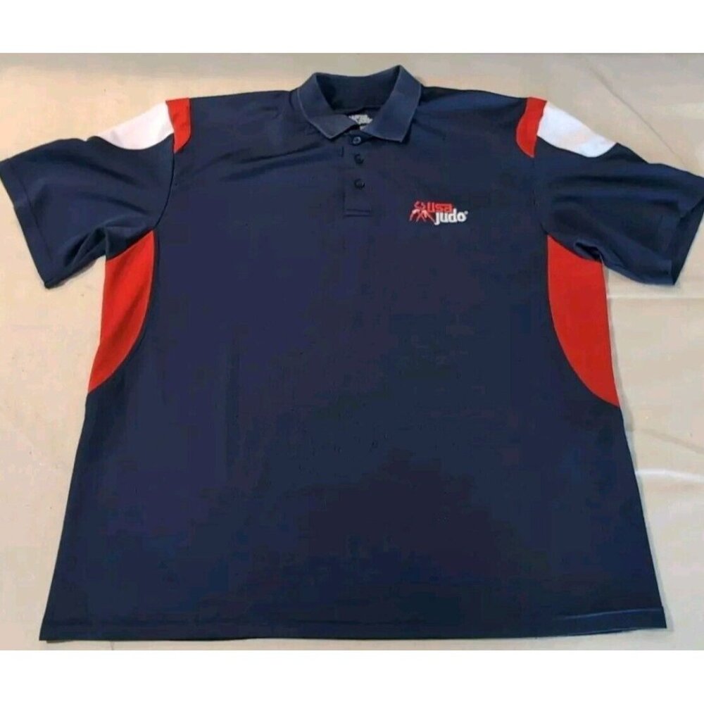 Rare Promo USA Judo Cool Dry Polo XXXL Martial Arts Blue Stitched Faded Collar